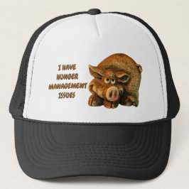 かわいい微笑のブタの空腹の管理に関する問題 キャップ