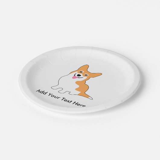 かわいい微笑のペンブロークのウェルシュコーギー犬 ペーパープレート (アングル)