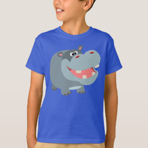 かわいい微笑の漫画のカバの子供のTシャツ Tシャツ