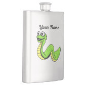 かわいい微笑の漫画の緑の黄色いヘビ フラスク (右)