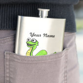 かわいい微笑の漫画の緑の黄色いヘビ フラスク (インサイチュ)