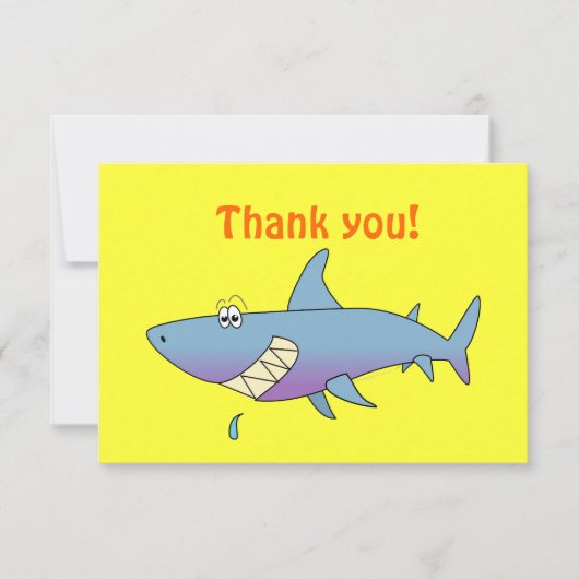 かわいい微笑の漫画の鮫のカスタマイズ可能なテンプレート サンキューカード (正面)