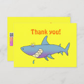 かわいい微笑の漫画の鮫のカスタマイズ可能なテンプレート サンキューカード (正面/裏面)