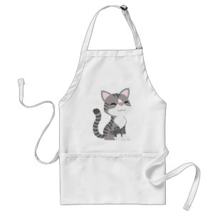 かわいい微笑の灰色の虎猫猫 スタンダードエプロン