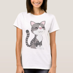 かわいい微笑の灰色の虎猫猫 Tシャツ