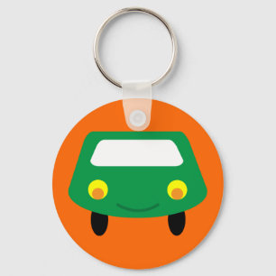 かわいい微笑の緑の漫画車のキーホルダー キーホルダー