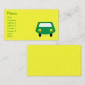 かわいい微笑の緑の漫画車の黄色のカスタム 名刺 (正面/裏面)