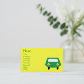 かわいい微笑の緑の漫画車の黄色のカスタム 名刺 (スタンド正面)