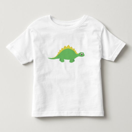 かわいい微笑の緑恐竜の幼児のTシャツ トドラーTシャツ (正面)