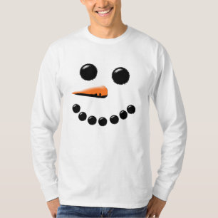 かわいい微笑の雪だるまの顔のお祝いの休日のクリスマス Tシャツ