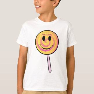 かわいい微笑の黄色い漫画の棒つきキャンデー Tシャツ