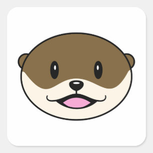 かわいい微笑みオッター スクエアシール