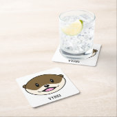 かわいい微笑みオッター スクエアペーパーコースター (インサイチュ)