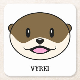 かわいい微笑みオッター スクエアペーパーコースター