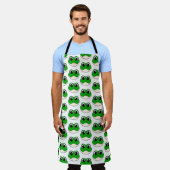 かわいい微笑みカエル エプロン (着用した状態)