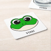 かわいい微笑みカエル スクエアペーパーコースター (アングル)