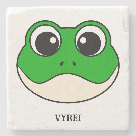 かわいい微笑みカエル ストーンコースター (正面)