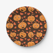 かわいい微笑みカボチャのパターンとハート