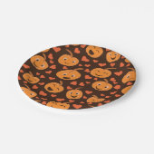 かわいい微笑みカボチャのパターンとハート ペーパープレート (アングル)
