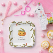 かわいい微笑みカボチャのランド1歳の誕生日 ペーパープレート (パーティー)