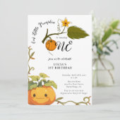 かわいい微笑みカボチャのランド1歳の誕生日 招待状 (スタンド正面)