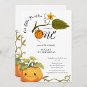 かわいい微笑みカボチャのランド1歳の誕生日 招待状 (正面/裏面)