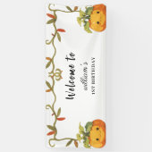 かわいい微笑みカボチャランド誕生日へようこそ 横断幕 (縦)