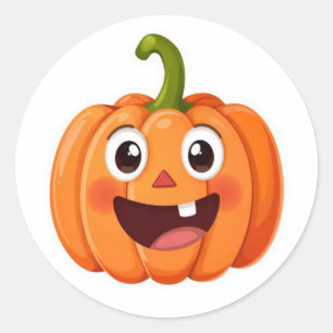かわいい微笑みカボチャ顔ハロウィーンステッカー ラウンドシール