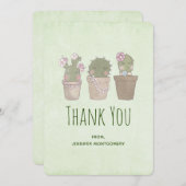 かわいい微笑みサボトリオウォーター色デザイン サンキューカード (正面/裏面)