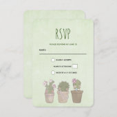 かわいい微笑みサボトリオウォーター色デザイン 出欠カード (正面/裏面)