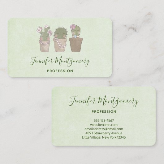 かわいい微笑みサボトリオウォーター色デザイン 名刺 (正面/裏面)