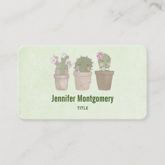 かわいい微笑みサボトリオウォーター色デザイン 名刺 (正面)