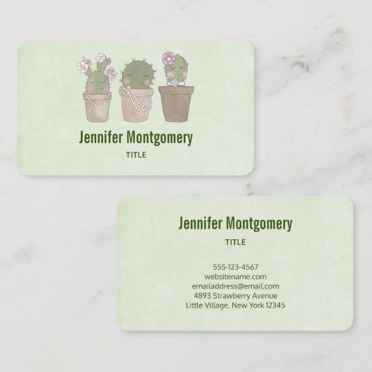 かわいい微笑みサボトリオウォーター色デザイン 名刺 (正面/裏面)