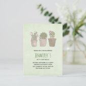 かわいい微笑みサボトリオウォーター色誕生日 インビテーションポストカード (スタンド正面)