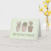 かわいい微笑みサボトリオウォーター色誕生日 カード (黄色い花)