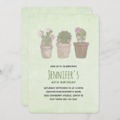 かわいい微笑みサボトリオウォーター色誕生日 招待状 (正面/裏面)