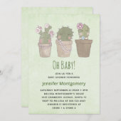 かわいい微笑みサボトリオ水の色ベビーシャワー 招待状 (正面/裏面)