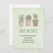 かわいい微笑みサボトリオ水彩保存日 インビテーションポストカード (正面/裏面)