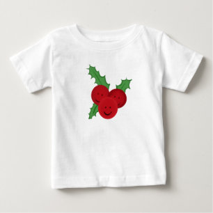かわいい微笑みホリークリスマススケッチ ベビーTシャツ