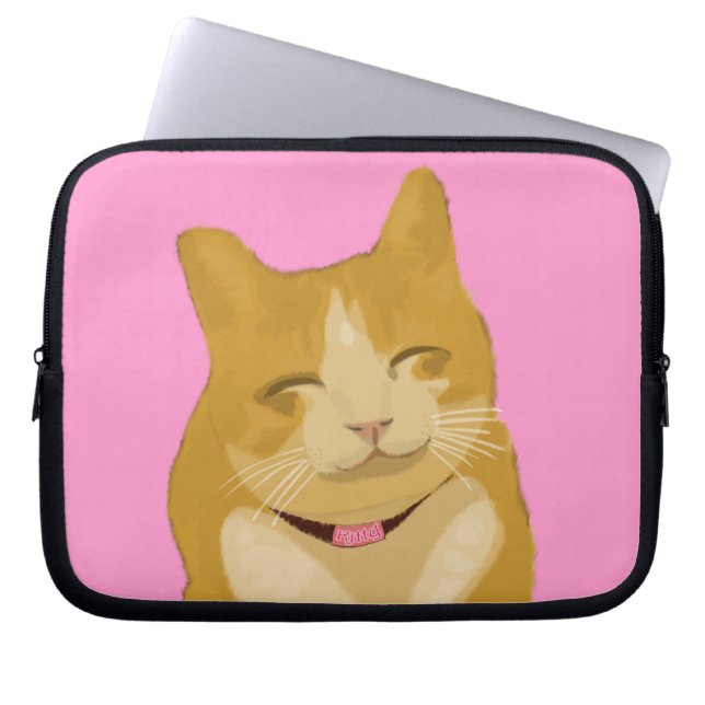 かわいい微笑猫 ラップトップスリーブ (正面)