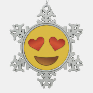 かわいい心からの目Emoji スノーフレークピューターオーナメント