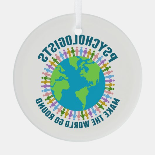 かわいい心理学者ワールド引用文心理学クリスマス ガラスオーナメント (裏面)