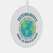 かわいい心理学者ワールド引用文心理学クリスマス ガラスオーナメント (正面右)
