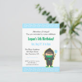 かわいい忍者の少年キッズの誕生日パーティーの招待状 招待状 (スタンド正面)