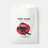 かわいい忍者ウォリアリアーブラック&レッド子供の誕生日パーティー フェイバーバッグ (正面)