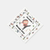 かわいい忍者ウォリアー子供の誕生日パーティー名前をカスタムする スタンダードカクテルナプキン (角)