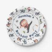 かわいい忍者ウォリアー子供の誕生日パーティー名前をカスタムする ペーパープレート (正面)