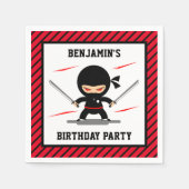 かわいい忍者ウォリアー子供の誕生日パーティー紙 スタンダードカクテルナプキン (正面)