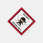 かわいい忍者ウォリアー子供の誕生日パーティー紙 スタンダードカクテルナプキン (角)