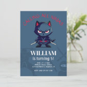 かわいい忍者ウォリアー子供の誕生日パーティー 招待状 (スタンド正面)